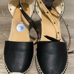 Black studded leather espadrille size 71/2 or 38 European